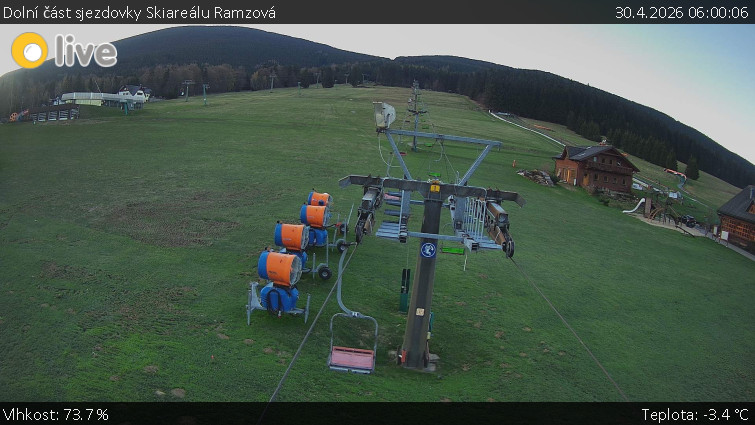 Horské atrakce Ramzová - Dolní část sjezdovky Skiareálu Ramzová - 30.4.2026 v 06:00