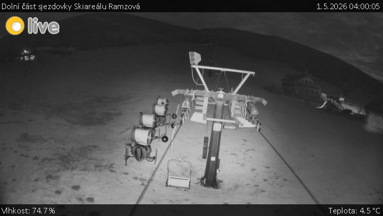 Horské atrakce Ramzová - Dolní část sjezdovky Skiareálu Ramzová - 1.5.2026 v 04:00
