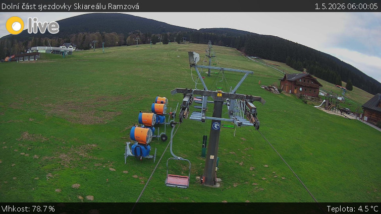 Horské atrakce Ramzová - Dolní část sjezdovky Skiareálu Ramzová - 1.5.2026 v 06:00