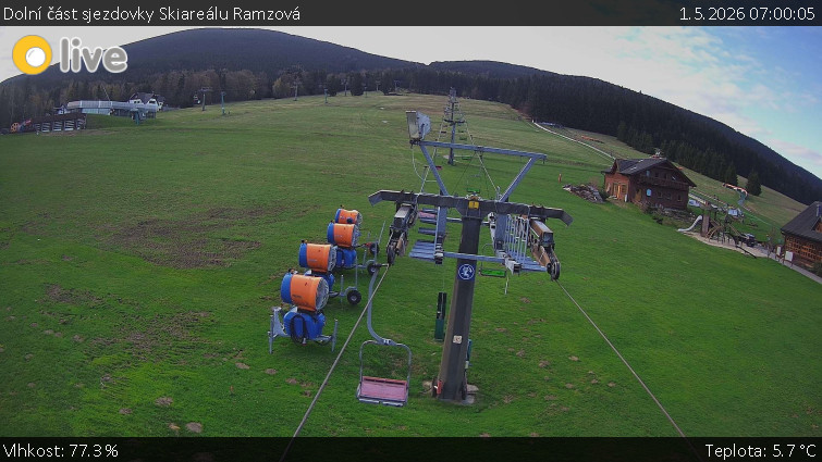 Horské atrakce Ramzová - Dolní část sjezdovky Skiareálu Ramzová - 1.5.2026 v 07:00