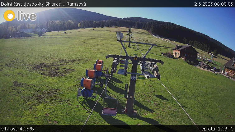Horské atrakce Ramzová - Dolní část sjezdovky Skiareálu Ramzová - 2.5.2026 v 08:00