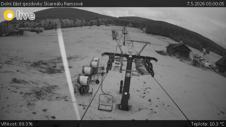 Horské atrakce Ramzová - Dolní část sjezdovky Skiareálu Ramzová - 7.5.2026 v 05:00