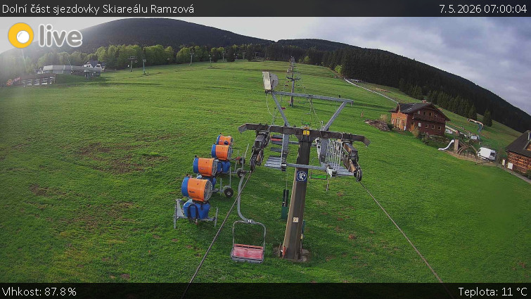 Horské atrakce Ramzová - Dolní část sjezdovky Skiareálu Ramzová - 7.5.2026 v 07:00