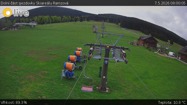 Horské atrakce Ramzová - Dolní část sjezdovky Skiareálu Ramzová - 7.5.2026 v 08:00