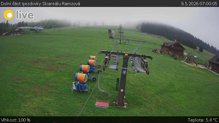 Horské atrakce Ramzová - Dolní část sjezdovky Skiareálu Ramzová - 9.5.2026 v 07:00