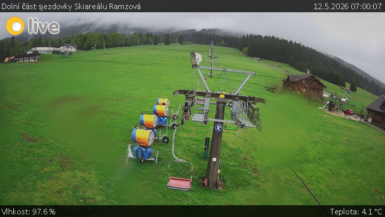 Horské atrakce Ramzová - Dolní část sjezdovky Skiareálu Ramzová - 12.5.2026 v 07:00