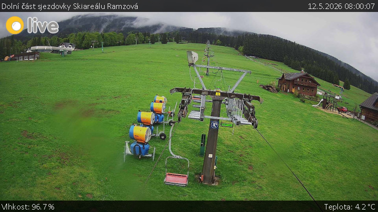 Horské atrakce Ramzová - Dolní část sjezdovky Skiareálu Ramzová - 12.5.2026 v 08:00