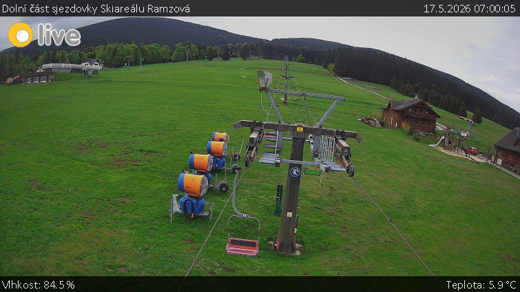 Horské atrakce Ramzová - Dolní část sjezdovky Skiareálu Ramzová - 17.5.2026 v 07:00