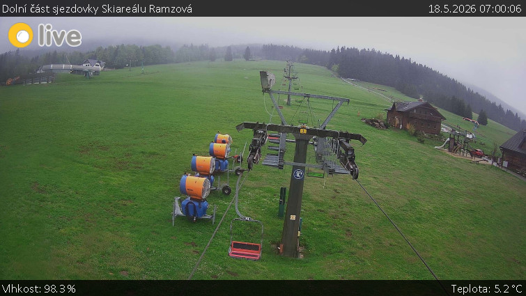 Horské atrakce Ramzová - Dolní část sjezdovky Skiareálu Ramzová - 18.5.2026 v 07:00