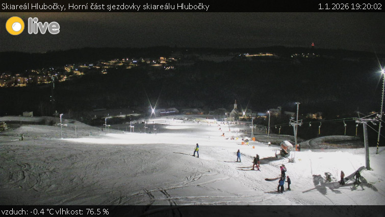 Skiareál Hlubočky - Horní část sjezdovky skiareálu Hlubočky - 1.1.2026 v 19:20