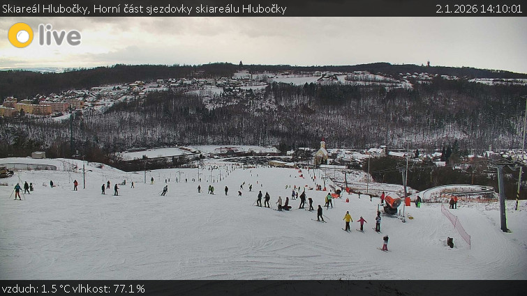 Skiareál Hlubočky - Horní část sjezdovky skiareálu Hlubočky - 2.1.2026 v 14:10