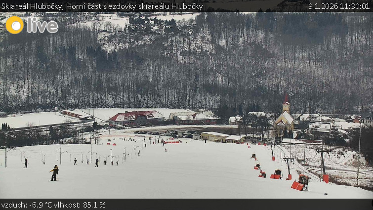 Skiareál Hlubočky - Horní část sjezdovky skiareálu Hlubočky - 9.1.2026 v 11:30
