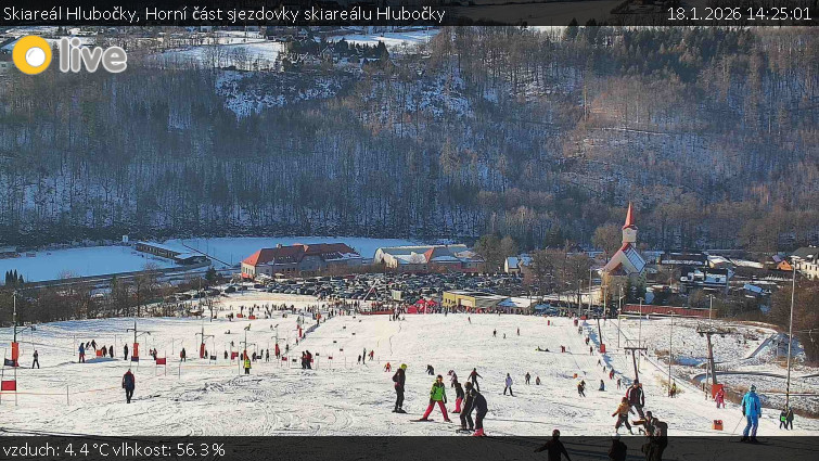 Skiareál Hlubočky - Horní část sjezdovky skiareálu Hlubočky - 18.1.2026 v 14:25