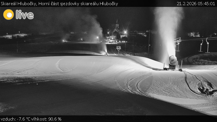 Skiareál Hlubočky - Horní část sjezdovky skiareálu Hlubočky - 21.2.2026 v 05:45