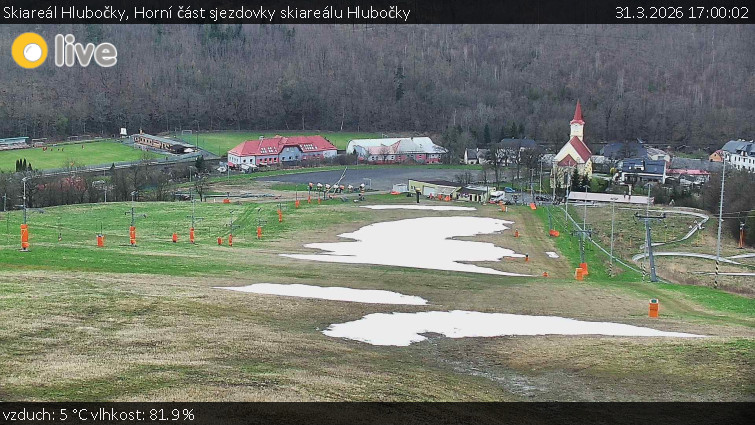 Skiareál Hlubočky - Horní část sjezdovky skiareálu Hlubočky - 31.3.2026 v 17:00