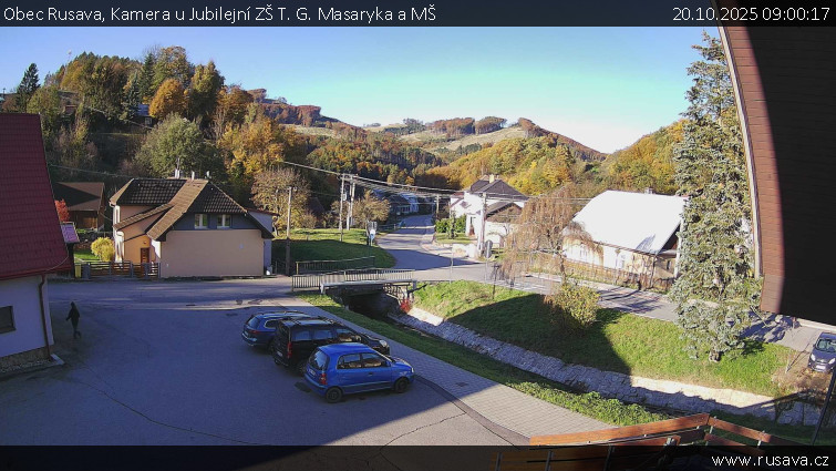 Obec Rusava - Kamera u Jubilejní ZŠ T. G. Masaryka a MŠ - 20.10.2025 v 09:00 Obec Rusava - Kamera u Jubilejní ZŠ T. G. Masaryka a MŠ - 20.10.2025 v 09:00