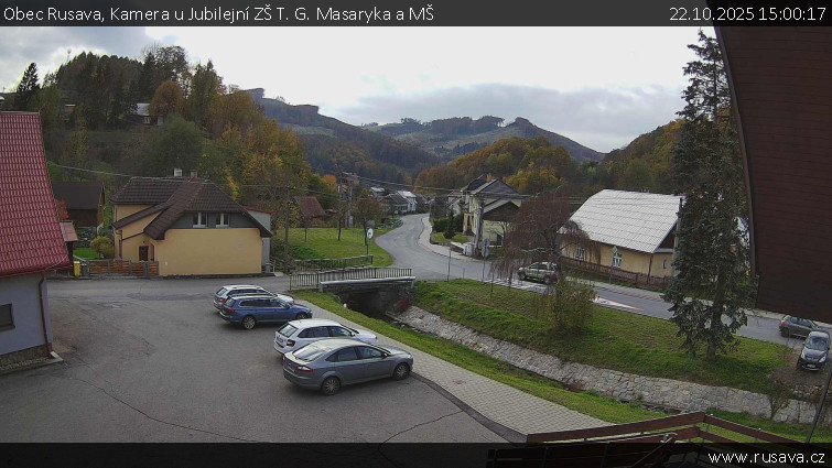 Obec Rusava - Kamera u Jubilejní ZŠ T. G. Masaryka a MŠ - 22.10.2025 v 15:00 Obec Rusava - Kamera u Jubilejní ZŠ T. G. Masaryka a MŠ - 22.10.2025 v 15:00