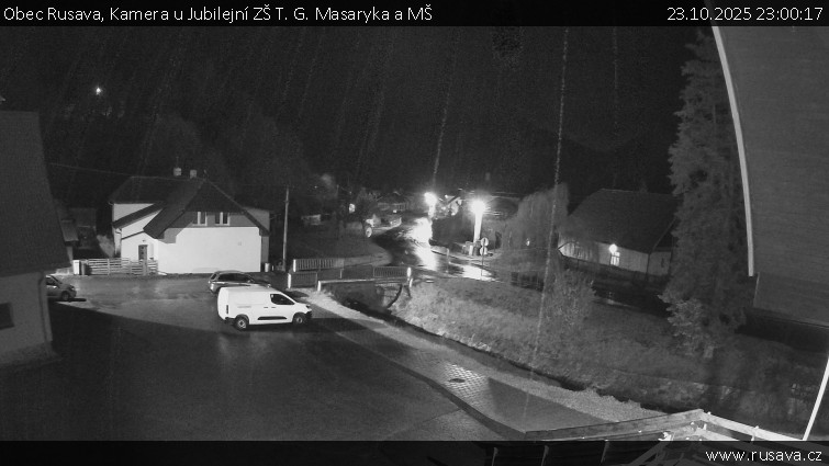 Obec Rusava - Kamera u Jubilejní ZŠ T. G. Masaryka a MŠ - 23.10.2025 v 23:00 Obec Rusava - Kamera u Jubilejní ZŠ T. G. Masaryka a MŠ - 23.10.2025 v 23:00