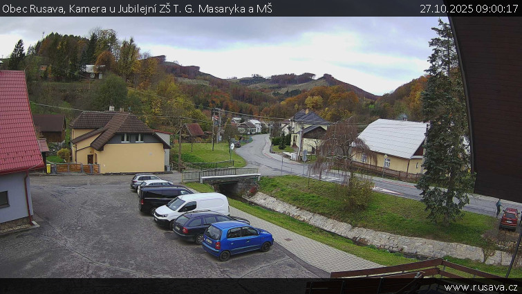 Obec Rusava - Kamera u Jubilejní ZŠ T. G. Masaryka a MŠ - 27.10.2025 v 09:00 Obec Rusava - Kamera u Jubilejní ZŠ T. G. Masaryka a MŠ - 27.10.2025 v 09:00