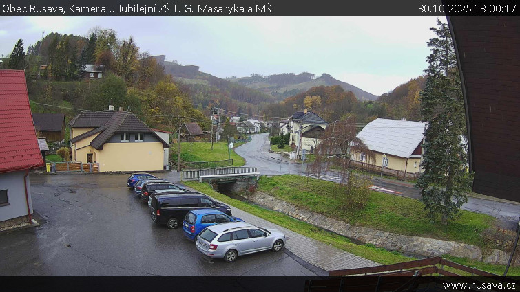 Obec Rusava - Kamera u Jubilejní ZŠ T. G. Masaryka a MŠ - 30.10.2025 v 13:00