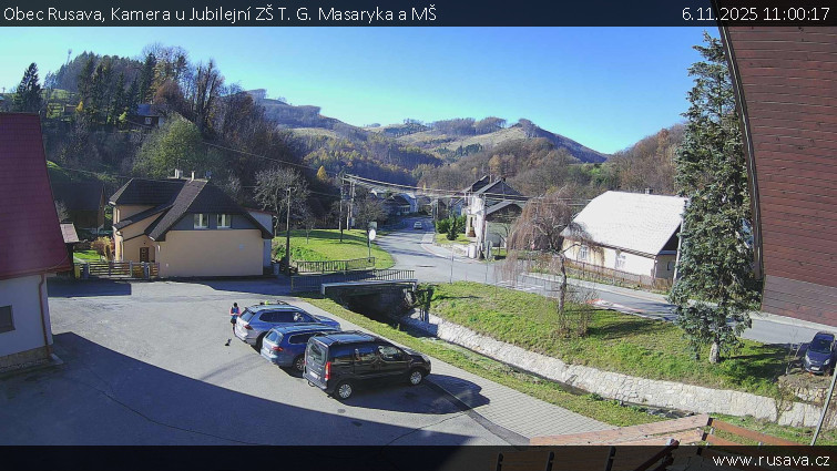 Obec Rusava - Kamera u Jubilejní ZŠ T. G. Masaryka a MŠ - 6.11.2025 v 11:00