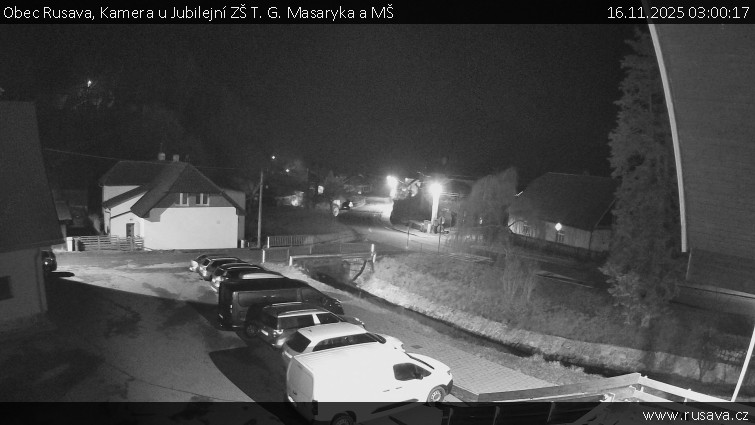 Obec Rusava - Kamera u Jubilejní ZŠ T. G. Masaryka a MŠ - 16.11.2025 v 03:00