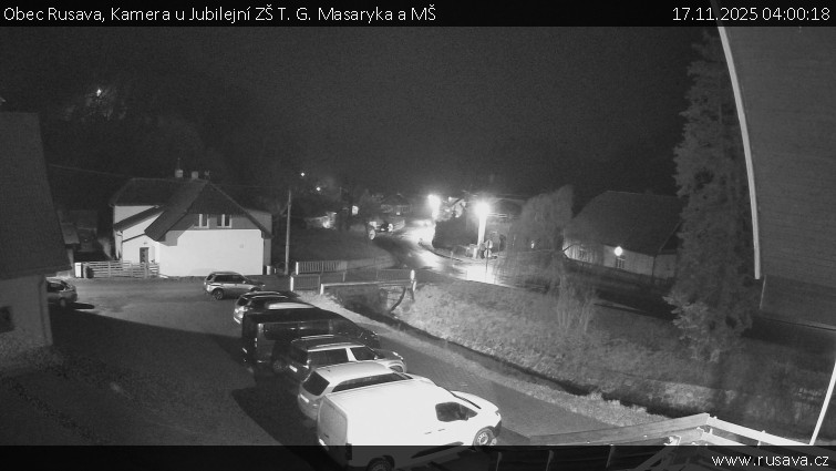 Obec Rusava - Kamera u Jubilejní ZŠ T. G. Masaryka a MŠ - 17.11.2025 v 04:00