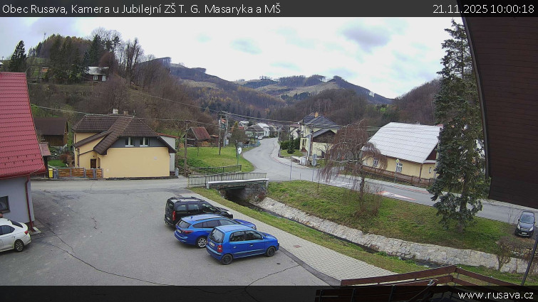 Obec Rusava - Kamera u Jubilejní ZŠ T. G. Masaryka a MŠ - 21.11.2025 v 10:00