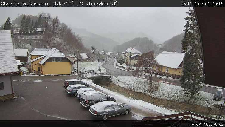 Obec Rusava - Kamera u Jubilejní ZŠ T. G. Masaryka a MŠ - 26.11.2025 v 09:00