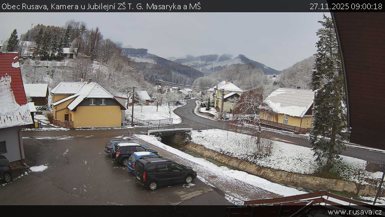 Obec Rusava - Kamera u Jubilejní ZŠ T. G. Masaryka a MŠ - 27.11.2025 v 09:00
