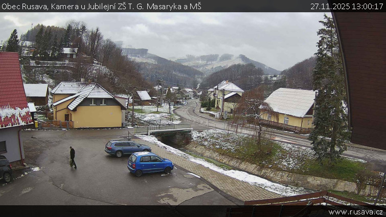 Obec Rusava - Kamera u Jubilejní ZŠ T. G. Masaryka a MŠ - 27.11.2025 v 13:00