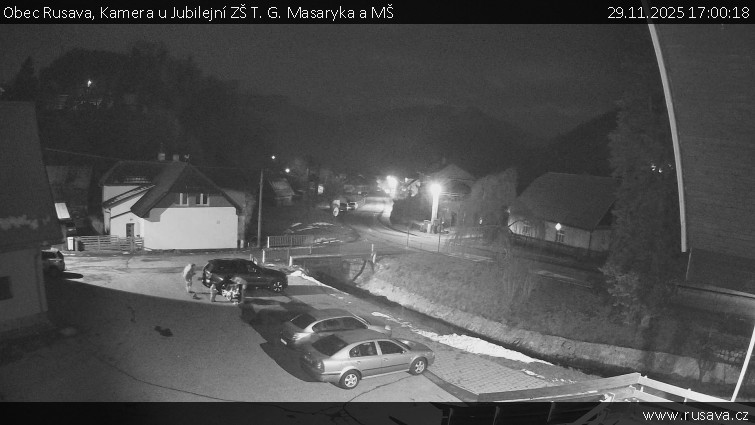 Obec Rusava - Kamera u Jubilejní ZŠ T. G. Masaryka a MŠ - 29.11.2025 v 17:00