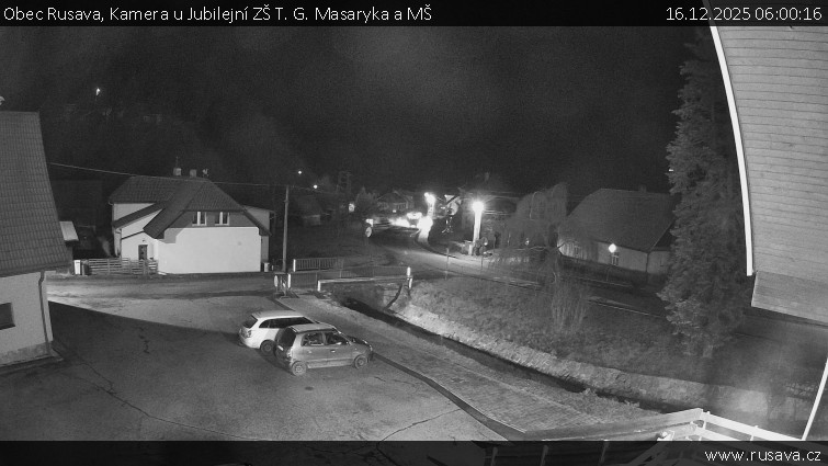 Obec Rusava - Kamera u Jubilejní ZŠ T. G. Masaryka a MŠ - 16.12.2025 v 06:00