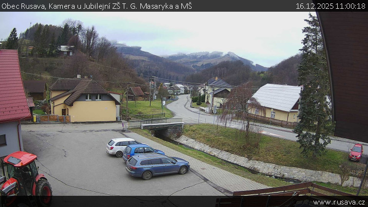 Obec Rusava - Kamera u Jubilejní ZŠ T. G. Masaryka a MŠ - 16.12.2025 v 11:00