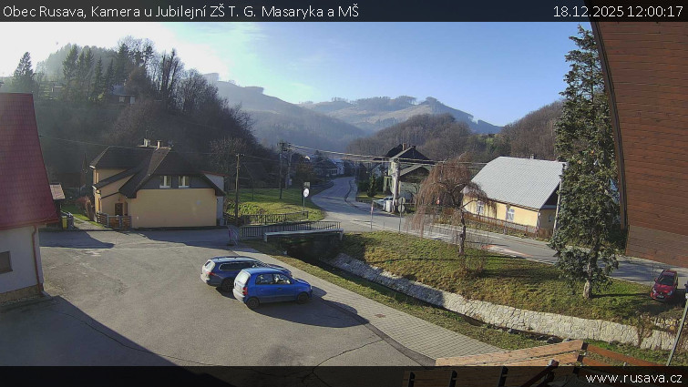 Obec Rusava - Kamera u Jubilejní ZŠ T. G. Masaryka a MŠ - 18.12.2025 v 12:00