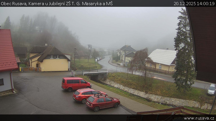 Obec Rusava - Kamera u Jubilejní ZŠ T. G. Masaryka a MŠ - 20.12.2025 v 14:00
