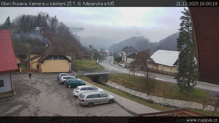 Obec Rusava - Kamera u Jubilejní ZŠ T. G. Masaryka a MŠ - 21.12.2025 v 16:00