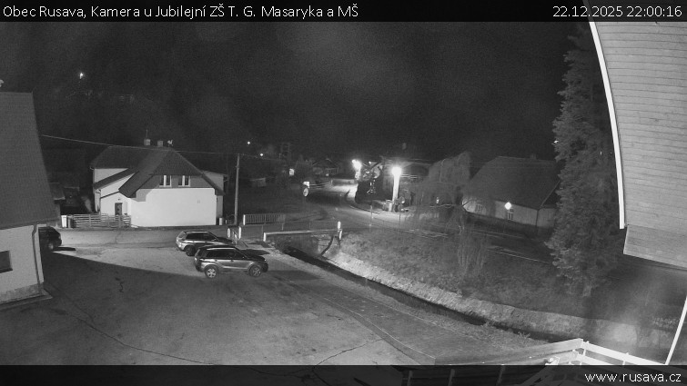 Obec Rusava - Kamera u Jubilejní ZŠ T. G. Masaryka a MŠ - 22.12.2025 v 22:00
