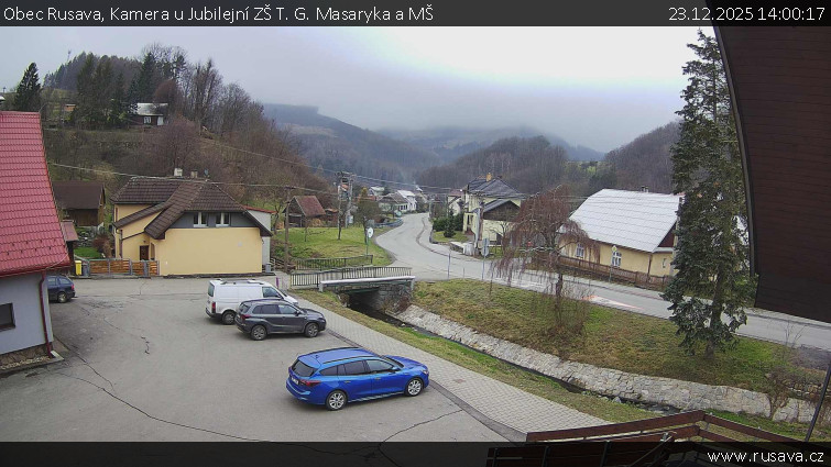 Obec Rusava - Kamera u Jubilejní ZŠ T. G. Masaryka a MŠ - 23.12.2025 v 14:00