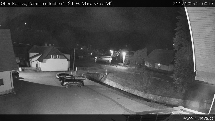 Obec Rusava - Kamera u Jubilejní ZŠ T. G. Masaryka a MŠ - 24.12.2025 v 21:00