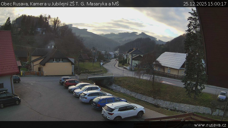 Obec Rusava - Kamera u Jubilejní ZŠ T. G. Masaryka a MŠ - 25.12.2025 v 15:00