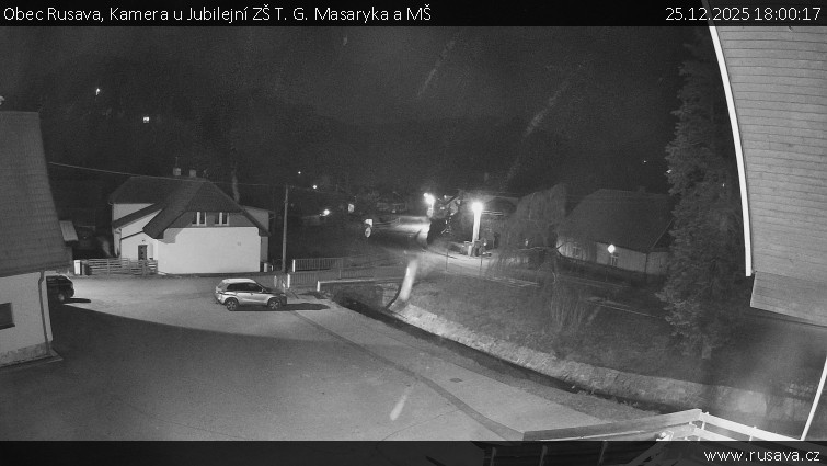 Obec Rusava - Kamera u Jubilejní ZŠ T. G. Masaryka a MŠ - 25.12.2025 v 18:00
