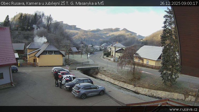 Obec Rusava - Kamera u Jubilejní ZŠ T. G. Masaryka a MŠ - 26.12.2025 v 09:00