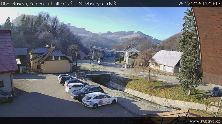 Obec Rusava - Kamera u Jubilejní ZŠ T. G. Masaryka a MŠ - 26.12.2025 v 11:00