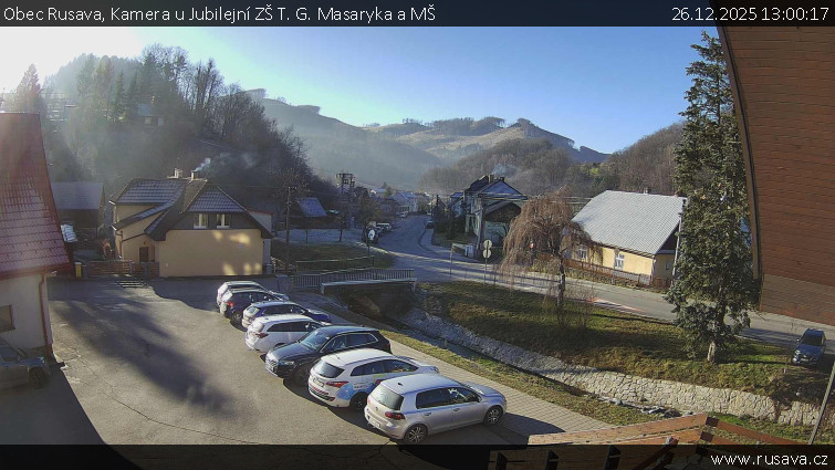 Obec Rusava - Kamera u Jubilejní ZŠ T. G. Masaryka a MŠ - 26.12.2025 v 13:00