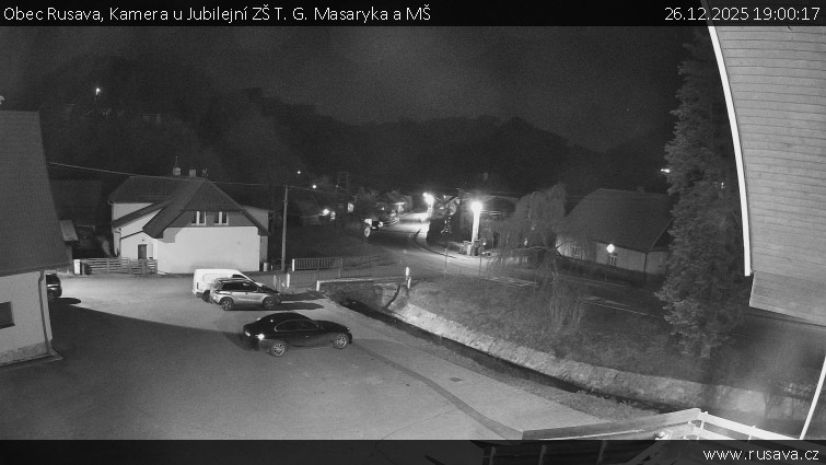 Obec Rusava - Kamera u Jubilejní ZŠ T. G. Masaryka a MŠ - 26.12.2025 v 19:00