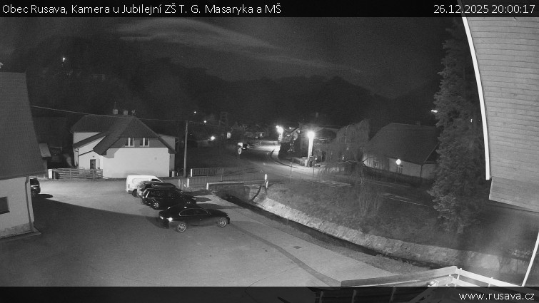 Obec Rusava - Kamera u Jubilejní ZŠ T. G. Masaryka a MŠ - 26.12.2025 v 20:00
