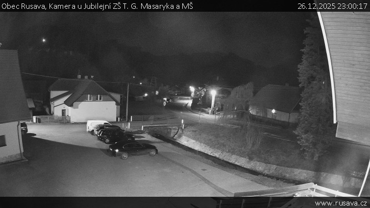 Obec Rusava - Kamera u Jubilejní ZŠ T. G. Masaryka a MŠ - 26.12.2025 v 23:00