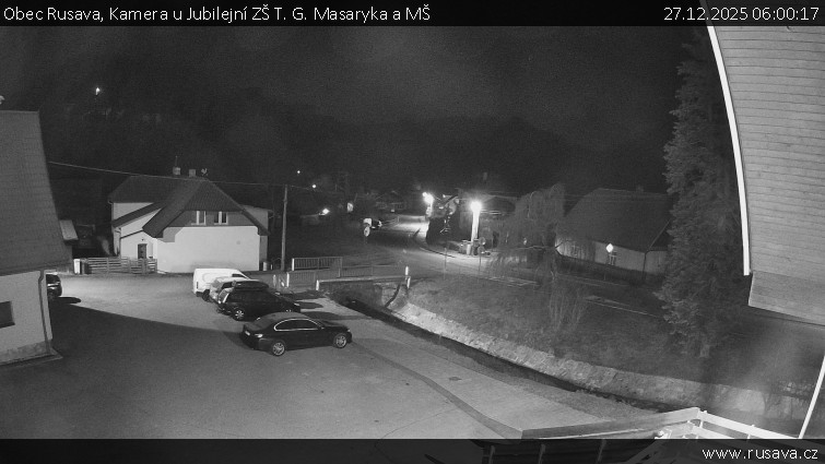 Obec Rusava - Kamera u Jubilejní ZŠ T. G. Masaryka a MŠ - 27.12.2025 v 06:00