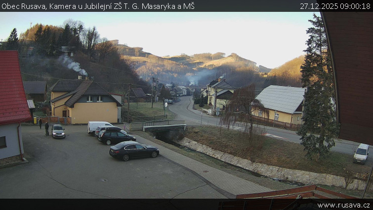 Obec Rusava - Kamera u Jubilejní ZŠ T. G. Masaryka a MŠ - 27.12.2025 v 09:00